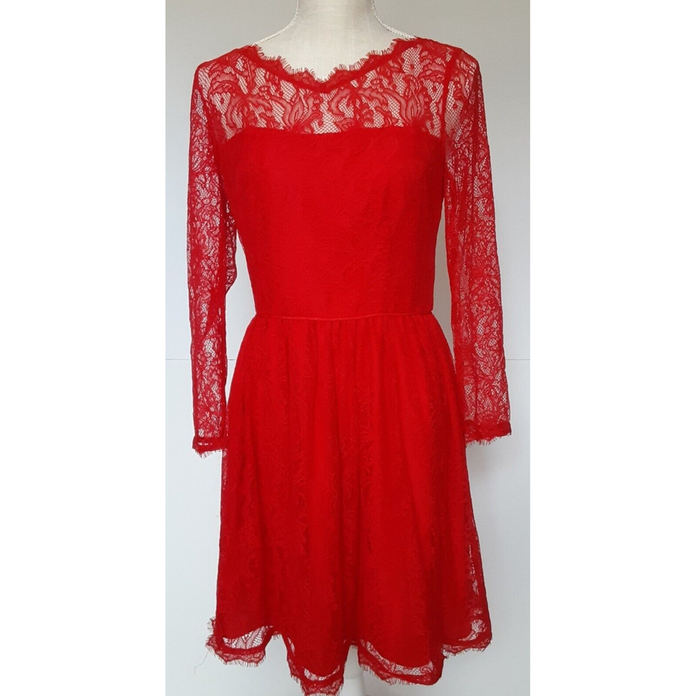 Juicy Couture Size 8 Red Lace Fit & Flare Dress